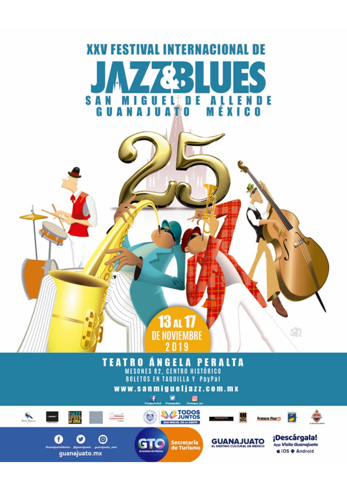 Official Poster of the 25th International Jazz & Blues Festival, San Miguel (2019)