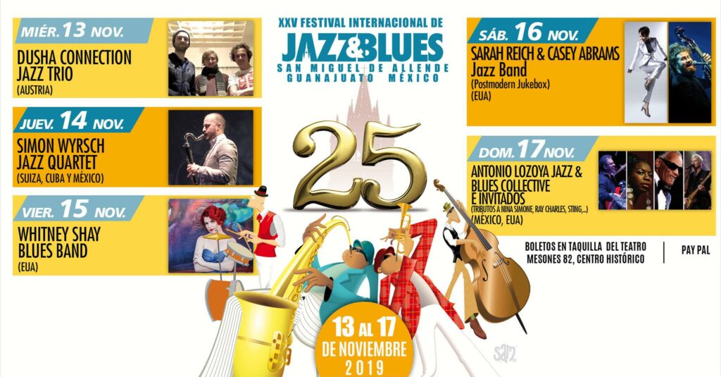 Official Poster of the 25th International Jazz & Blues Festival, San Miguel (2019)